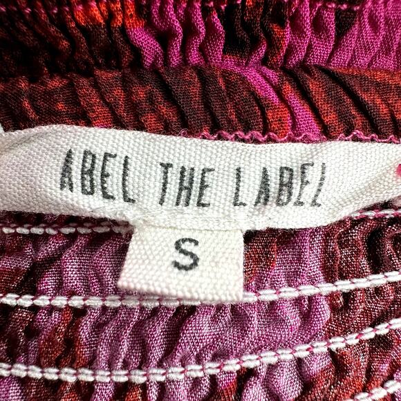 Anthro Abel the Label Reign Maxi Dress Floral Smocked Tiered Red Purple S - Picture 3 of 6